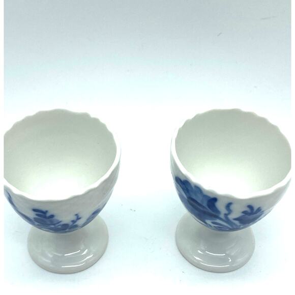 2 Denmark Vtg Royal Copenhagen Blue Flower‎ Egg Cup Royal # 10-1568 Factory 1st - Picture 8 of 9